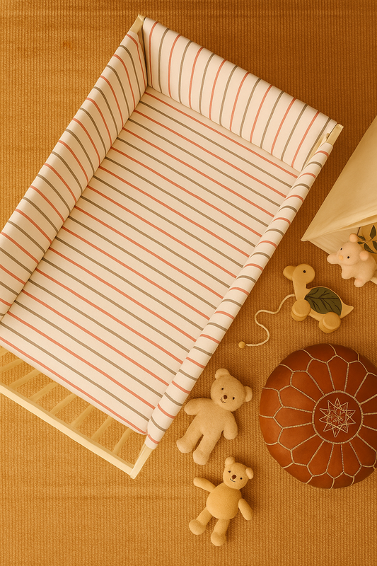 HomyTextiles Bebek Beşik Yan Koruma Seti Antrasit - Kırmızı Çizgili