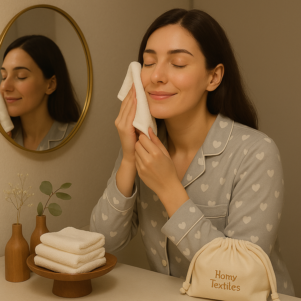 Makyaj Temizleme Mendili Yüz Havlusu Bebek Ağız Bezi Organik Bambu 25'li Set Çanta Hediyeli