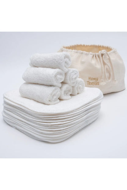 Makyaj Temizleme Mendili Yüz Havlusu Bebek Ağız Bezi Organik Bambu 25'li Set Çanta Hediyeli