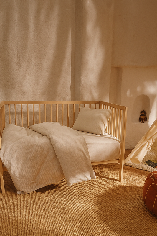 Bebek Nevresim Seti (100x150 cm) -  Antrasit Açık Kahverengi Çizgili