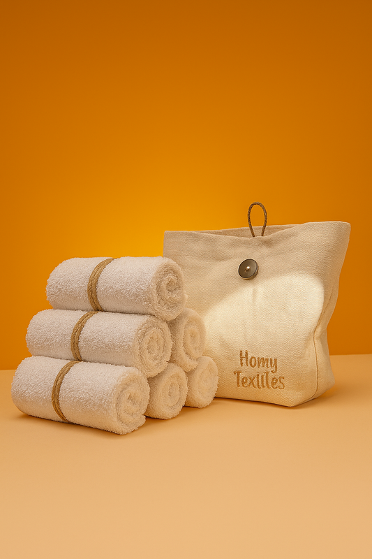 HomyTextiles Organik Bambu 6'lı Yıkanabilir Makyaj Temizleme Havlusu Bebek Ağız Bezi Çanta Hediyeli