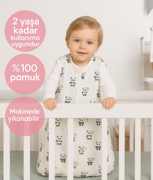 HomyTextiles Bebek Uyku Tulumu - Elyaf Dolgulu - %100 Pamuk Penye Kumaş, 2.7 Tog Yandan Açılır, Fermuarlı