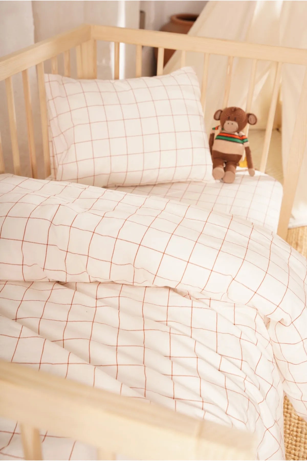 Bebek Nevresim Seti Ekose Kareli Desen