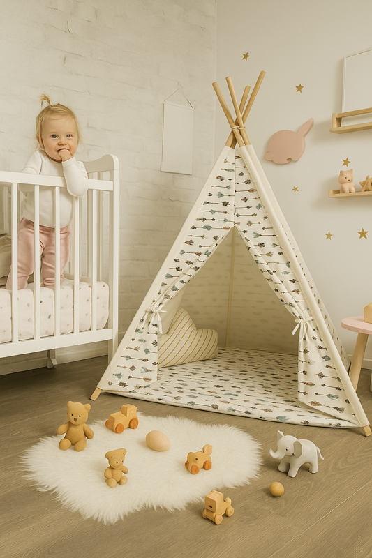 HomyTextiles SafeMom Ahşap Kızılderili Çocuk Oyun Çadırı