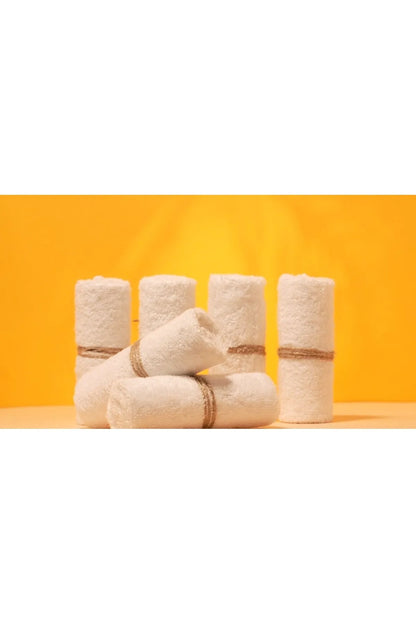 HomyTextiles Organik Bambu 6'lı Yıkanabilir Makyaj Temizleme Havlusu Bebek Ağız Bezi Çanta Hediyeli
