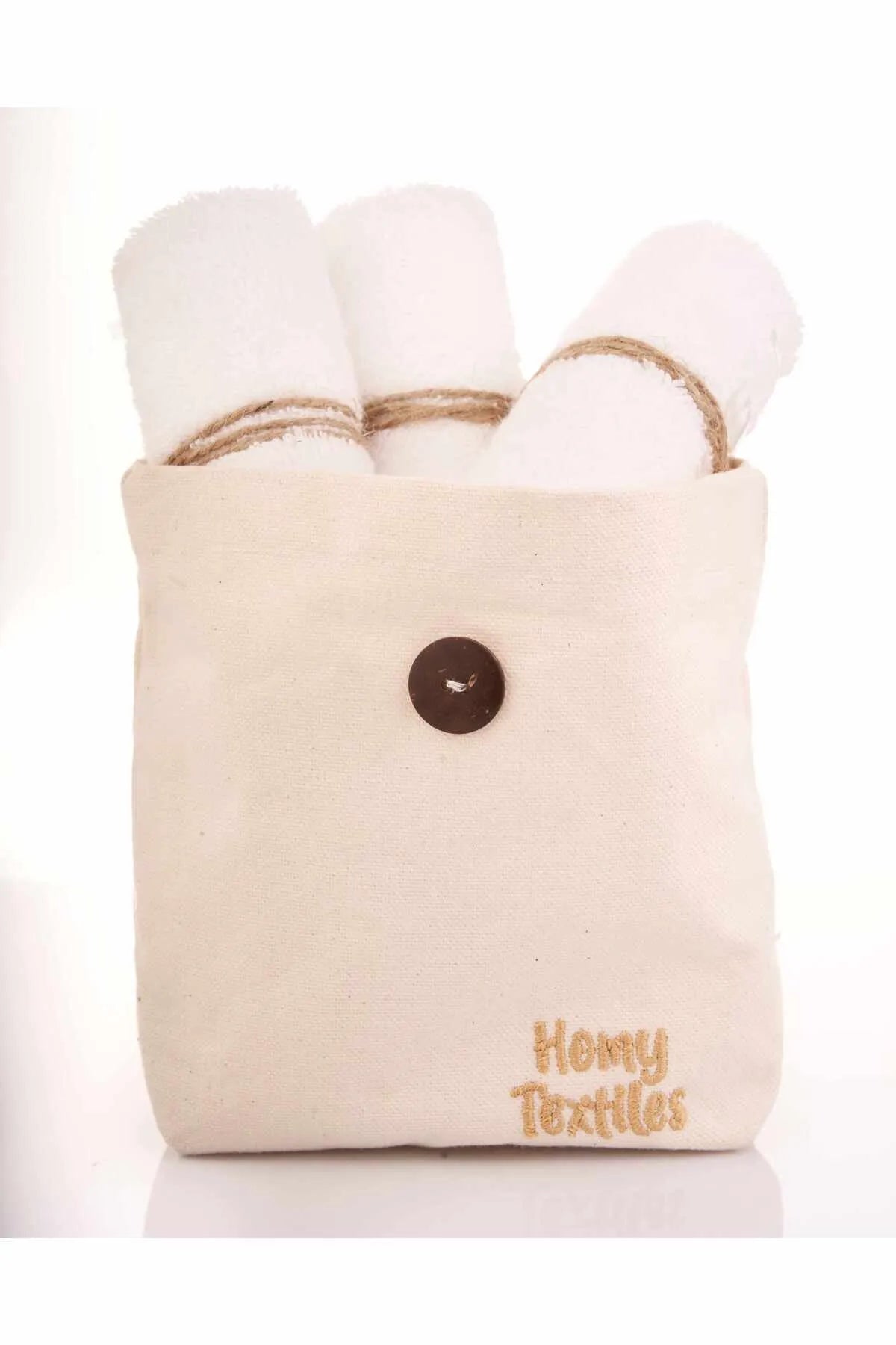 HomyTextiles Organik Bambu 6'lı Yıkanabilir Makyaj Temizleme Havlusu Bebek Ağız Bezi Çanta Hediyeli