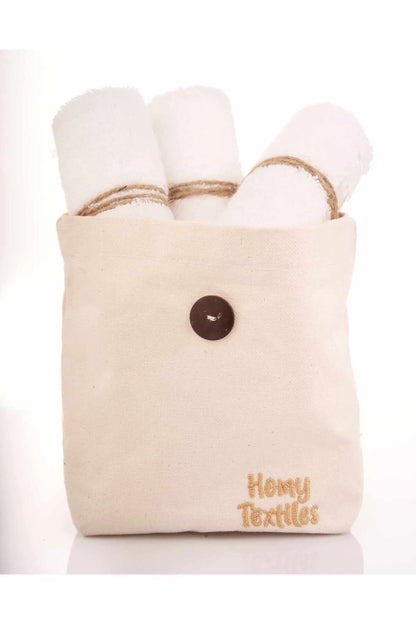 HomyTextiles Organik Bambu 6'lı Yıkanabilir Makyaj Temizleme Havlusu Bebek Ağız Bezi Çanta Hediyeli